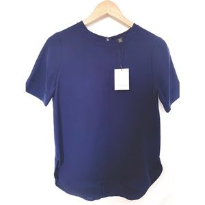 Short Sleeve Navy Blue Blouse